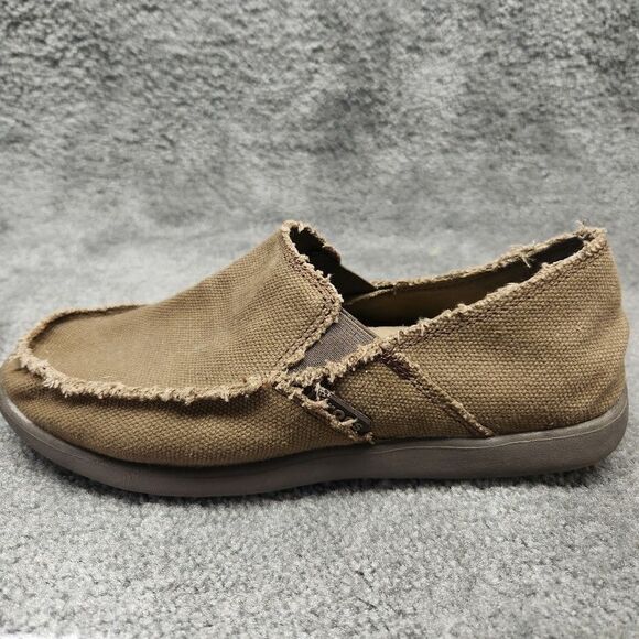 Crocs Santa Cruz Khaki Slip On Canvas Loafers Mens Size 7 Beige - Picture 5 of 10